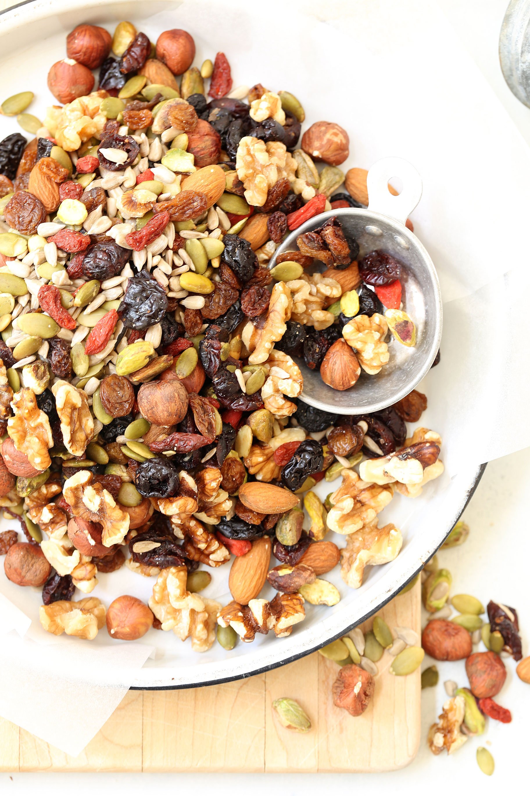 This homemade Healthy Trail Mix is a balanced blend of nuts, seeds and dried fruits without any added sugar