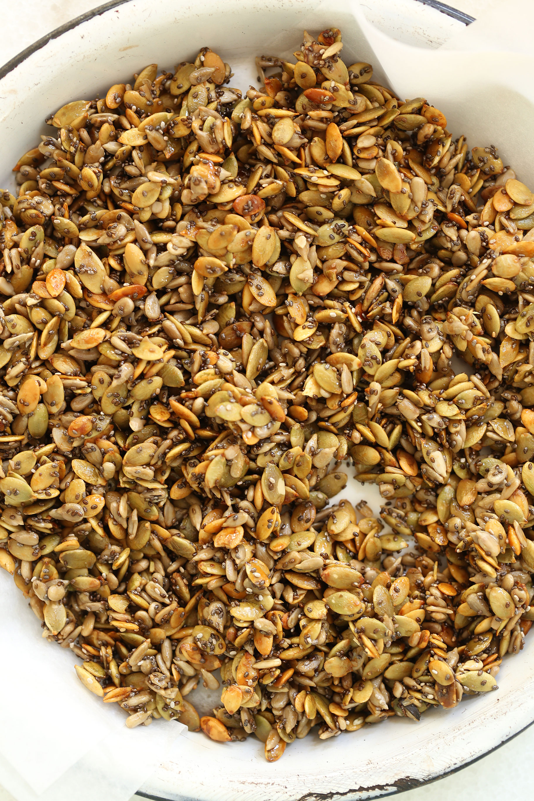 dish with roasted pumpkin seeds