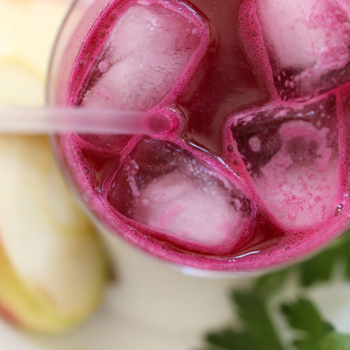 This Beet Ginger Detox Drink is made with beets, apples, a whole lemon, fistful of parsley and ginger