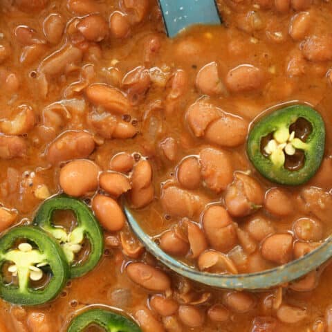 pot of Mexican borracho beans