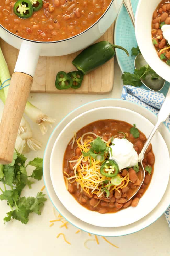 bowl with Mexican borracho beans