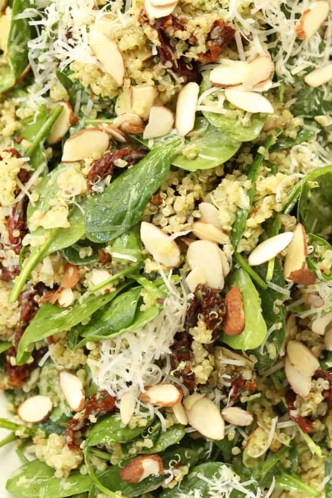 bowl of spinach quinoa salad