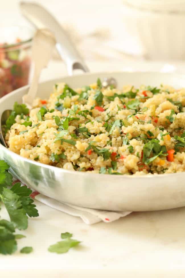 This one-pot Mexican Quinoa Pilaf  has a delicious combo of Mexican infused flavors,  it's super easy to make and it turns out perfect every time