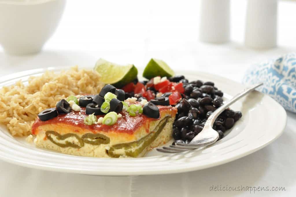 This Chile Relleno is made with canned green chilies, milk, eggs and cheese and comes together in a pinch