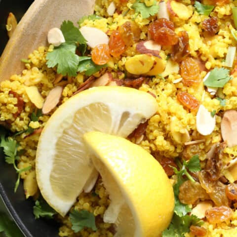 skillet with lemon quinoa