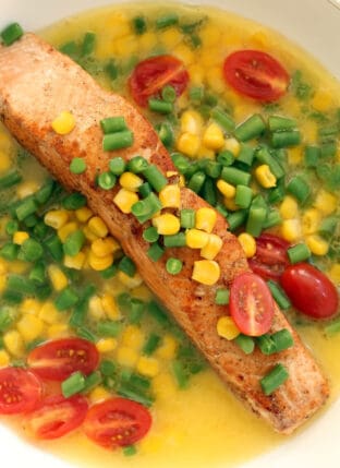 Seared Salmon with Summer Succotash