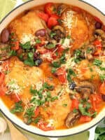 Pan of Italian chicken and tomatoes