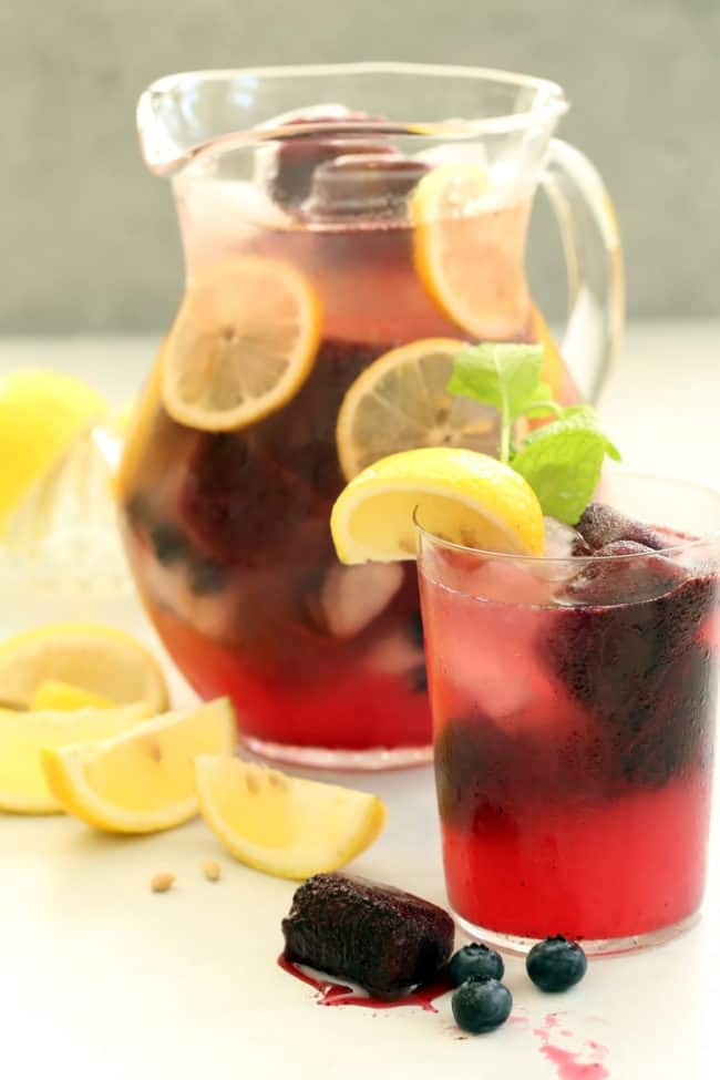 Blueberry Lemonade is a blend of freshly squeezed lemon juice, fresh blueberries, raw honey and water to make a delicious summer drink