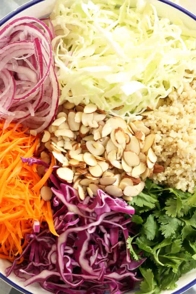 bowl of asian quinoa salad ingredients