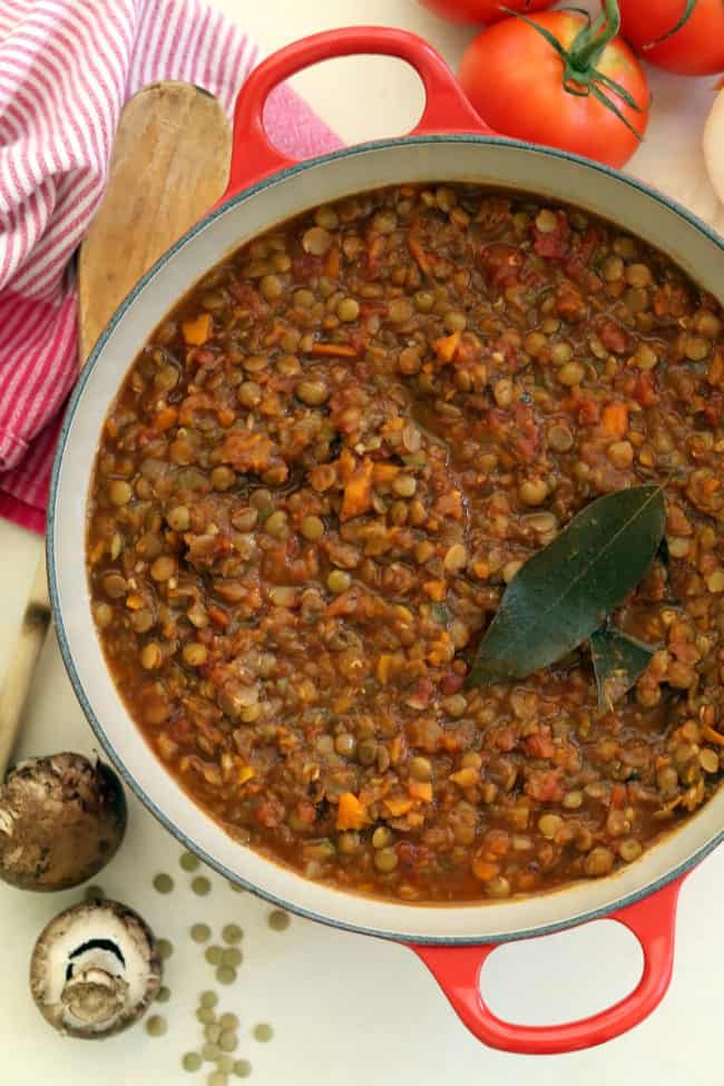 pot of lentil red sauce