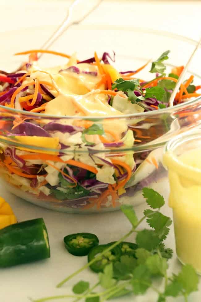 bowl of homemade coleslaw with citrus dressing