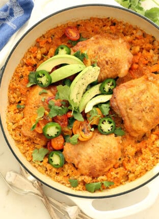 One Pot Spanish Chicken and Cauliflower Rice