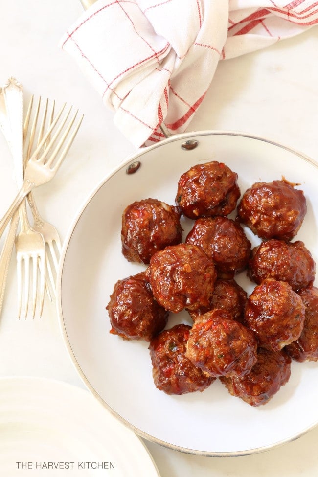 pan of barbecue meatballs