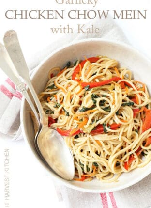 Garlicky Chicken Chow Mein with Kale