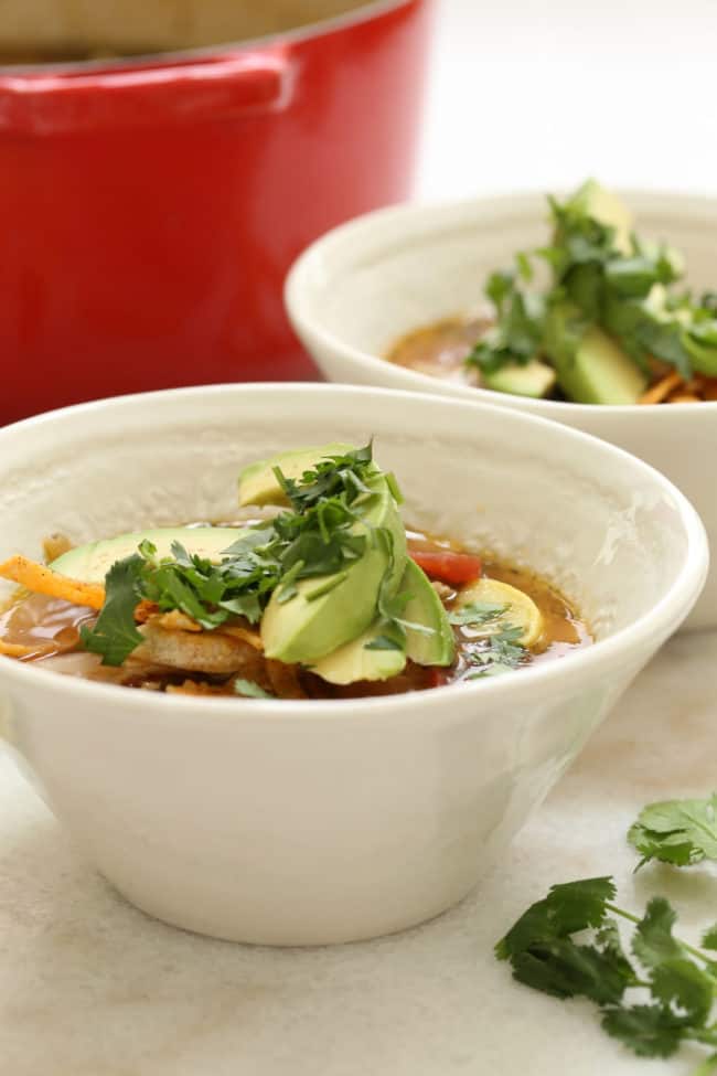 bowls of mexican tortilla soup