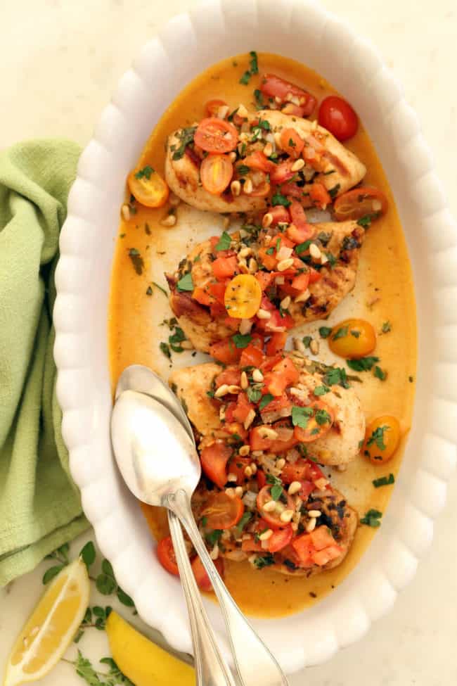 This Grilled Lemon Herb Chicken is juicy, tender and rich with fresh Mediterranean flavors and it's easy enough to make any night of the week