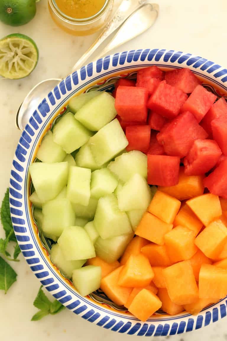 Summer melon salad with honey lime dressing the harvest kitchen
