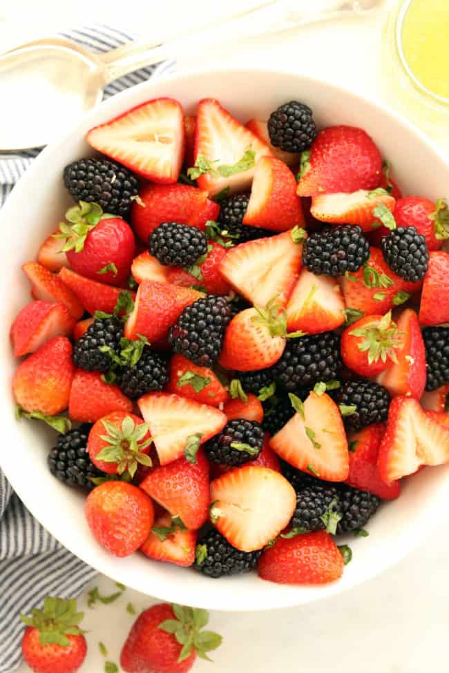 white bowl filled with berry salad