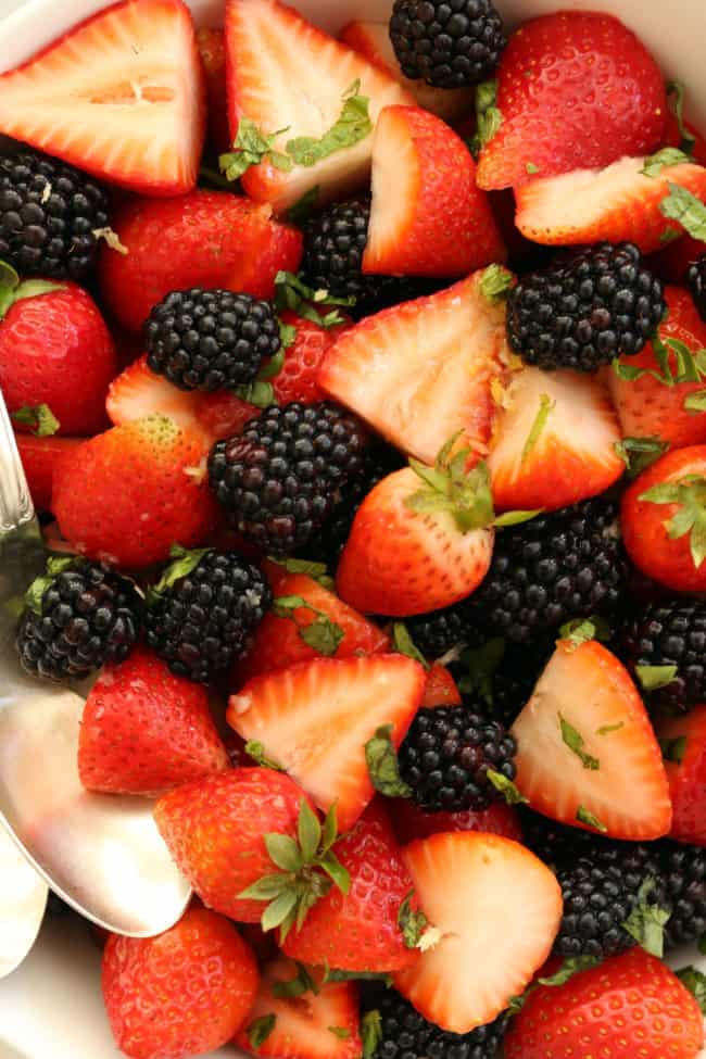 bowl of strawberries and blackberries
