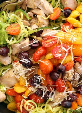 Pesto Zucchini Noodles with Chicken