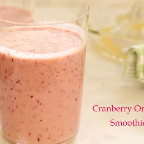 This Cranberry Orange Smoothie is made with frozen cranberries, fresh oranges, bananas and almond milk