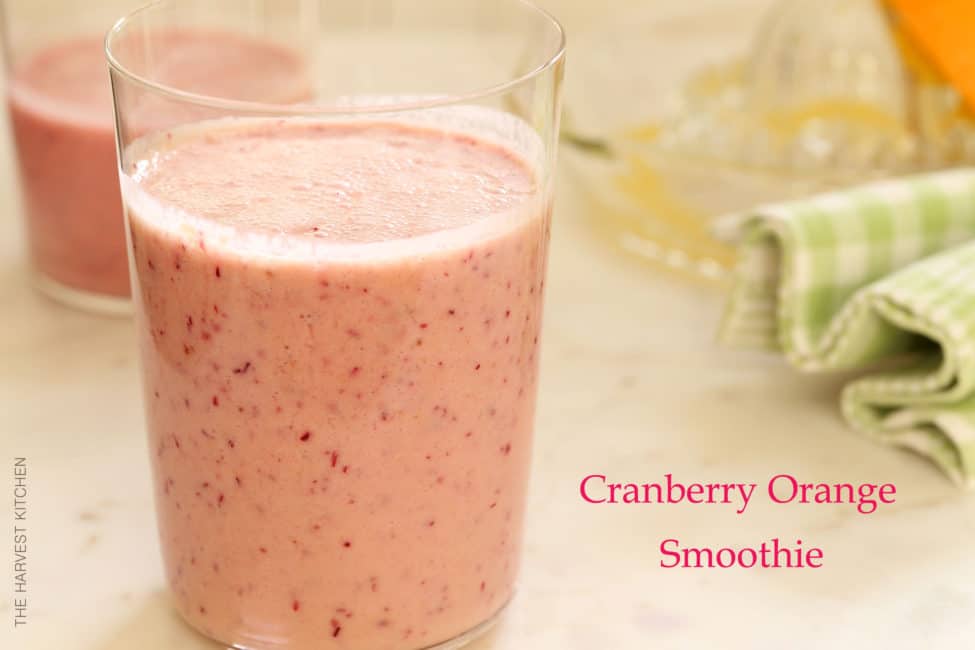 The Cranberry Orange Smoothie is made with fresh orange juice and frozen cranberries