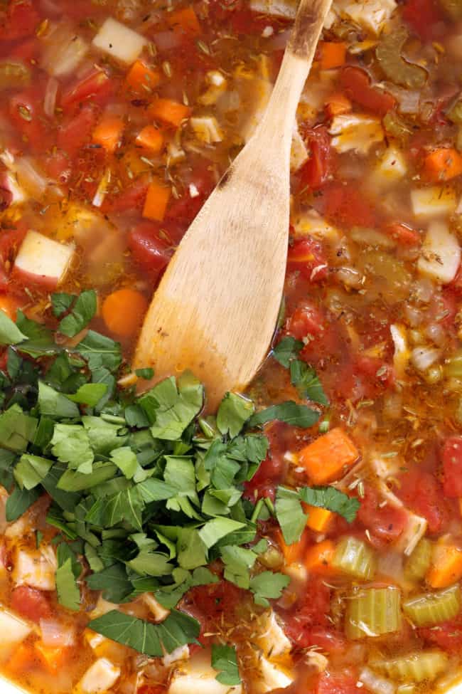 This richly flavored Italian Chicken Vegetable Soup is jammed packed with vegetables simmered in a perfectly seasoned broth