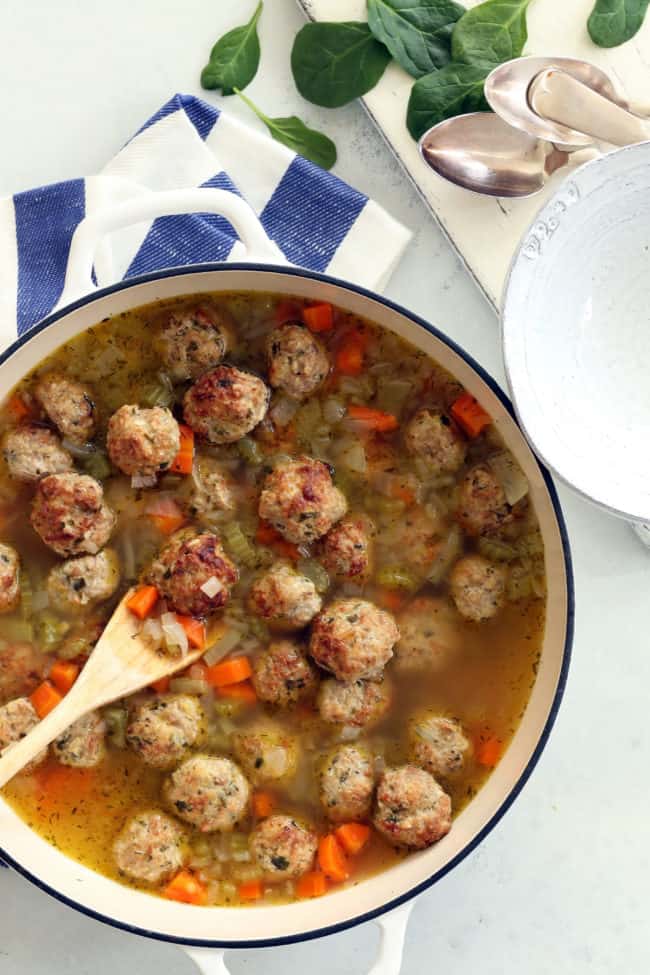 pot of Italian meatball soup