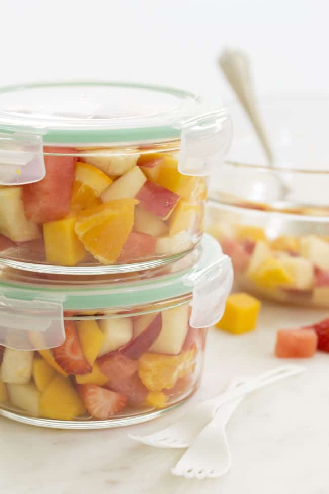 Packable Fruit Salad in a glass container to take to work or school