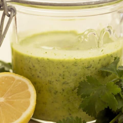 mason jar of lemon vinaigrette