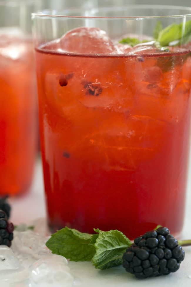 glasses of sparkling blackberry mint spritzer