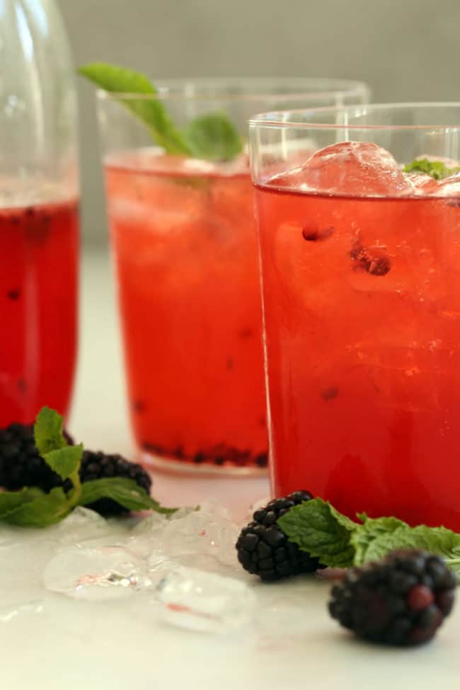 glasses of blackberry infused water