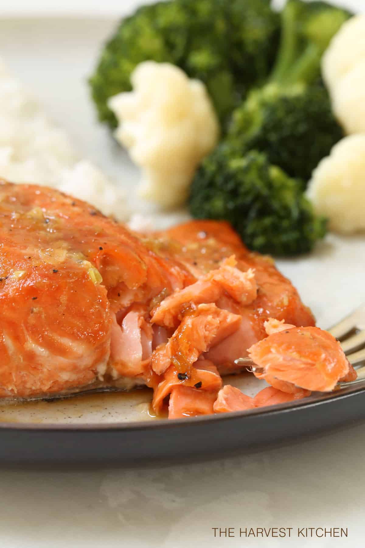 This Orange Teriyaki Glazed Salmon is marinated in a simple soy and citrus marinade with hints of garlic and ginger