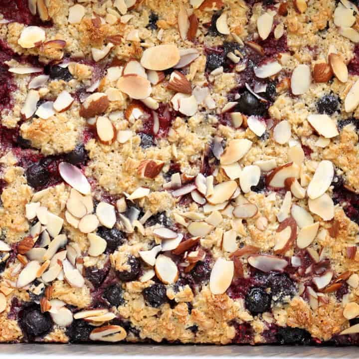 These Healthy Berry Oatmeal Crumb Bars are loaded with berries and the crumb topping is delicately crispy and completely addicting