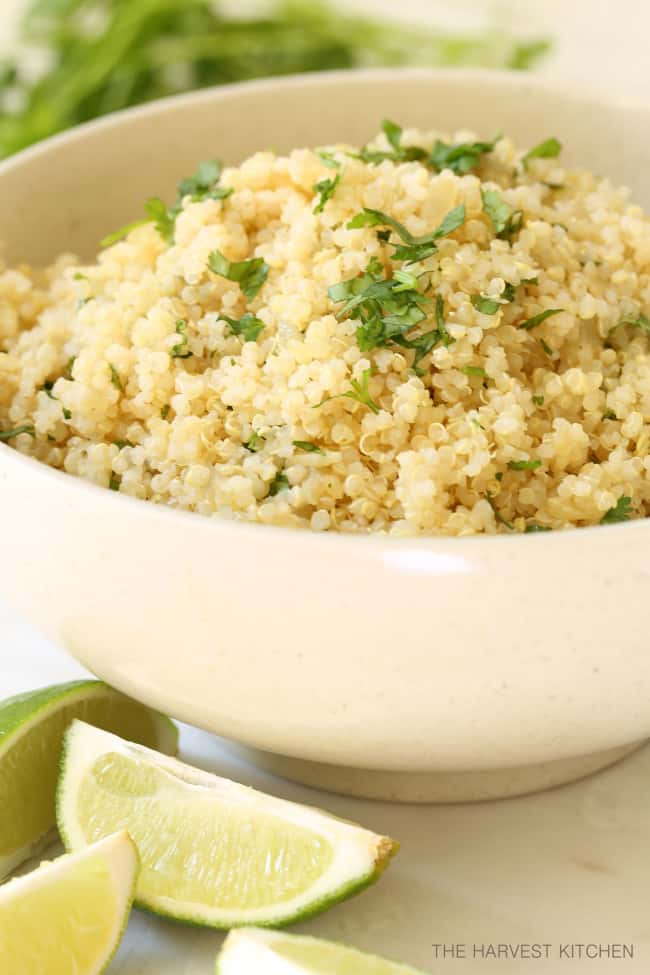 This fluffy Cilantro Lime Quinoa is made with quinoa,onion and garlic, then tossed with fresh lime juice and chopped cilantro