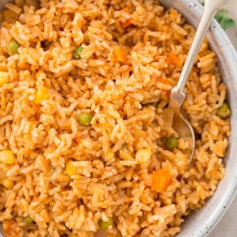 Pot of Homemade Spanish Rice (also known as Mexican Rice) is an easy one-pot side dish to serve with your favorite Mexican entrees