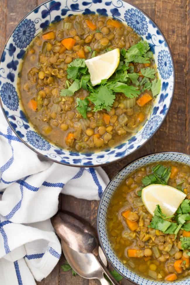 bowls of lentil soup