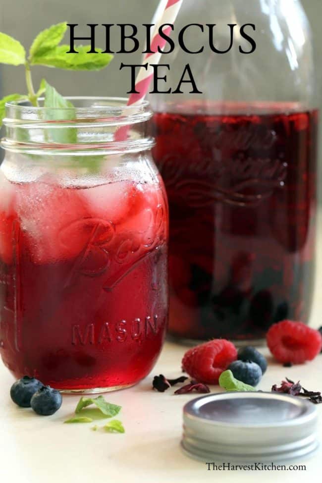 glass filled with hibiscus flower tea