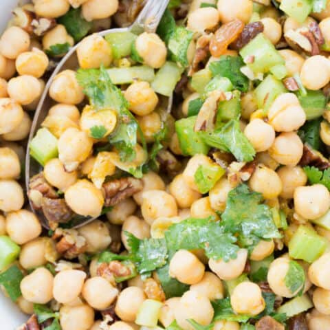 bowl of curry chickpea salad