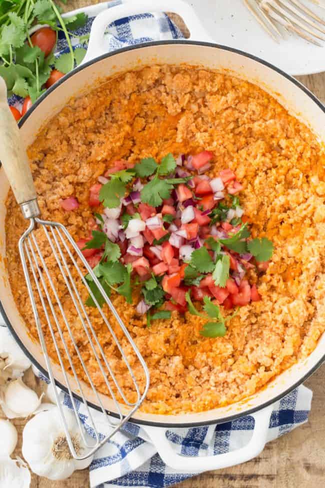 pot of Mexican Cauliflower Rice 