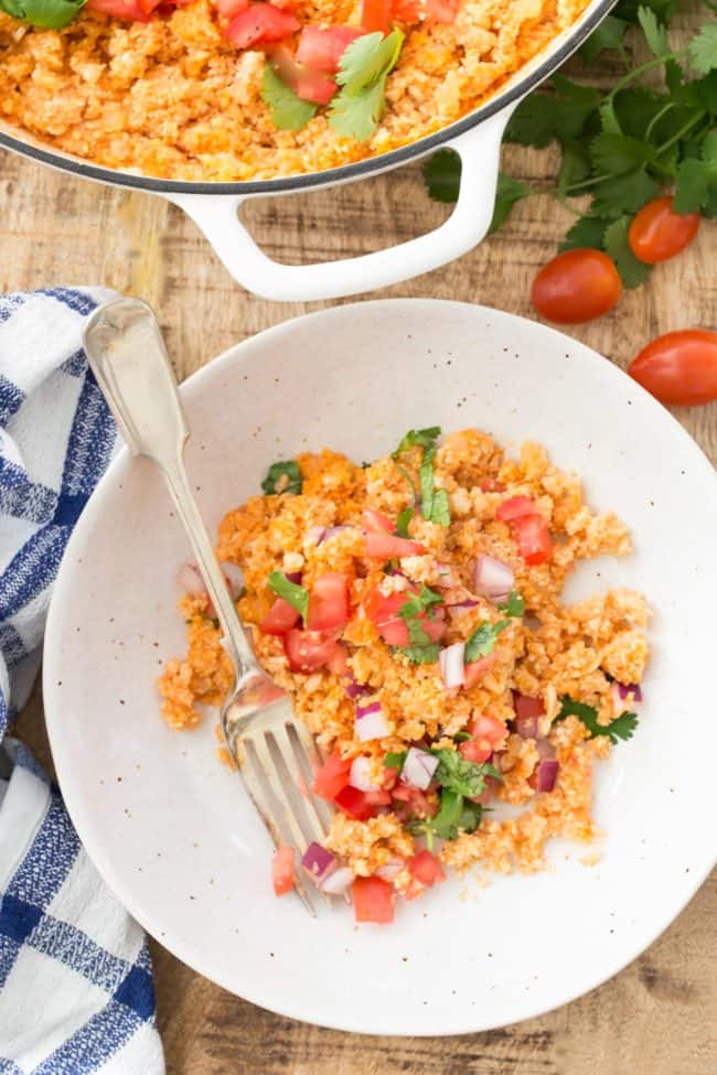 bowl of Spanish style cauliflower rice