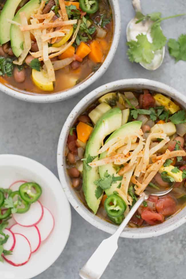 bowls of vegan soup