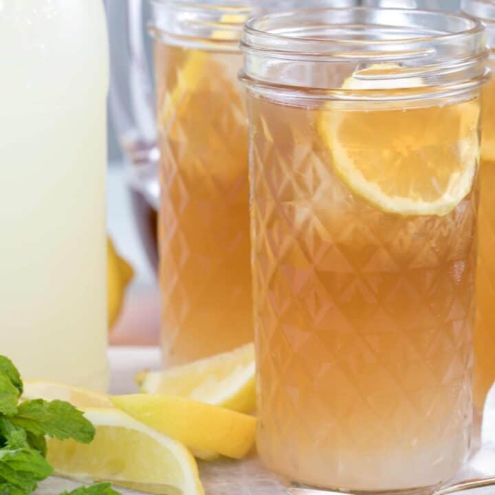 glasses filled with lemonade and tea