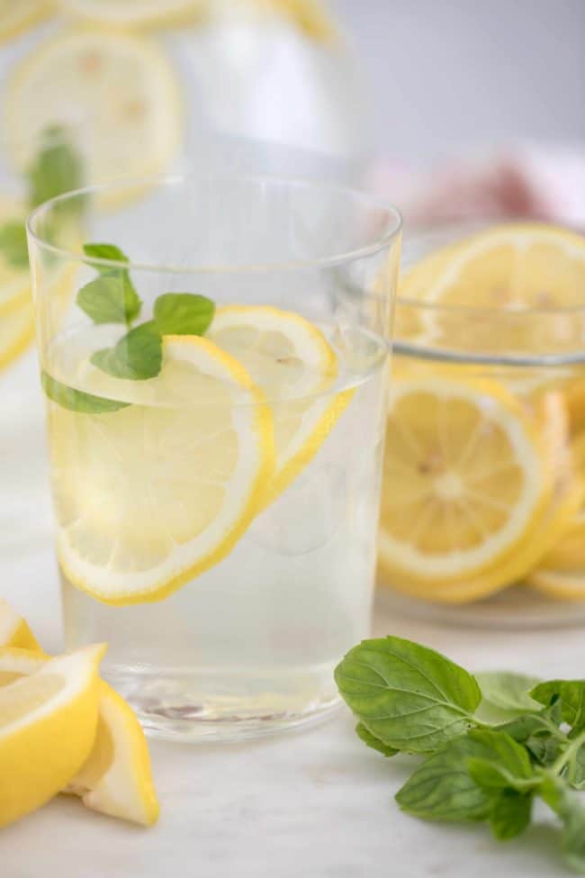 Glasses of water with lemon
