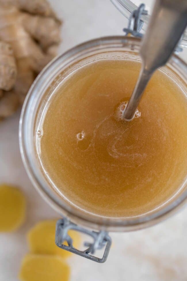 jar of ginger honey syrup