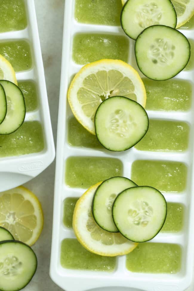 White trays filled with blended fruit.