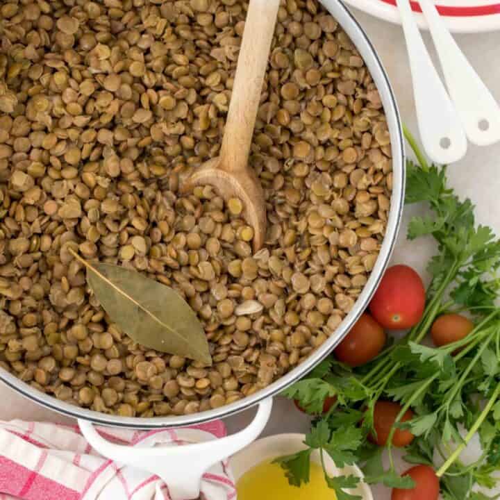 pot of cooked lentils