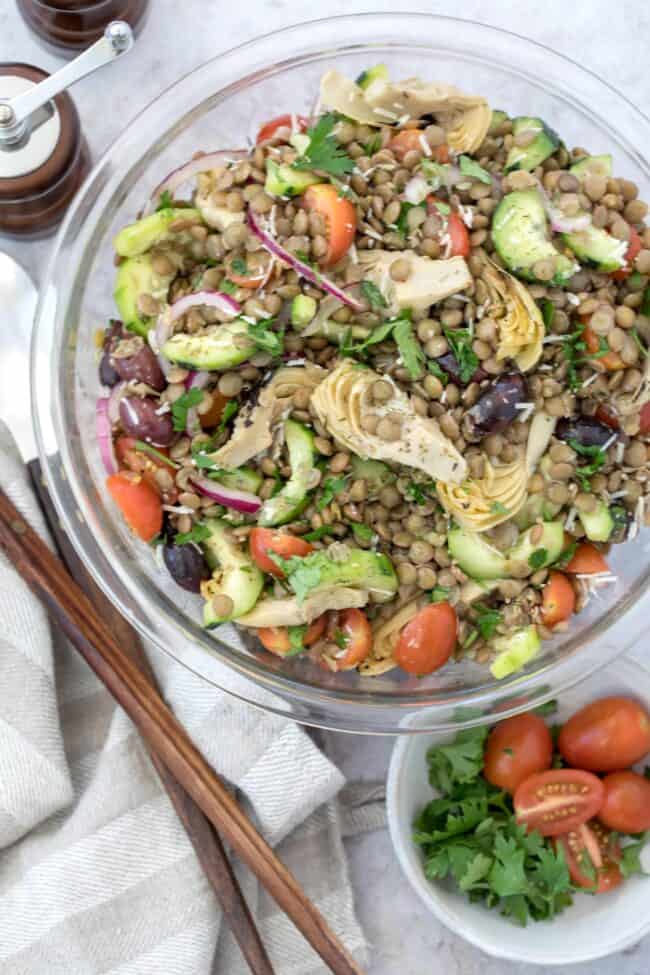 bowl of lentil salad