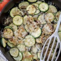 skillet of sauteed zucchini and onions