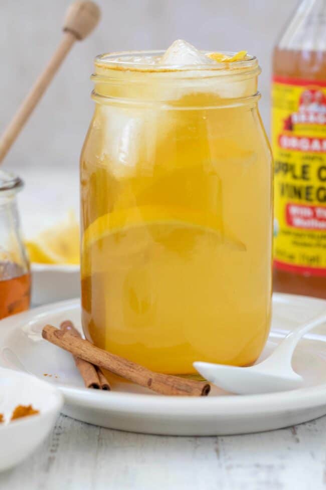 jar of apple cider vinegar drink made with Bragg ACV